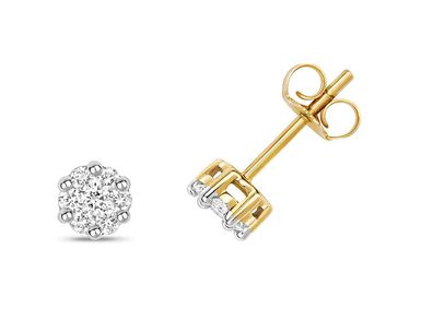 9 Karat (375) Gold Diamant Paar Ohrstecker Brillant-Schliff 0.32 Karat GH - SI2