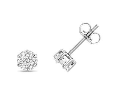 9 Karat (375) Weißgold Diamant Paar Ohrstecker Brillant-Schliff 0.32 Karat GH - SI2