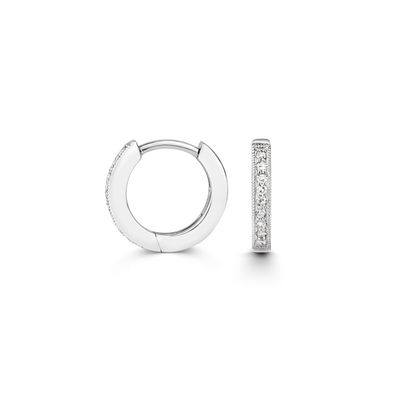 9 ct/Karat Weißgold Damen - Diamant Paar Creolen Brillant-Schliff 0.10 Karat GH - SI