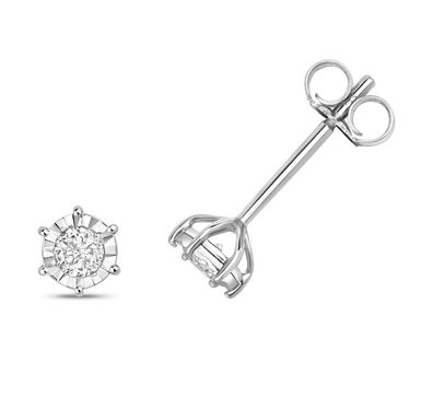 9 Karat (375) Weißgold Diamant Paar Ohrstecker Brillant-Schliff 0.21 Karat H - PK2