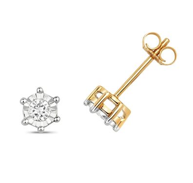 9 Karat (375) Gold Diamant Paar Ohrstecker Brillant-Schliff 0.25 Karat H - PK2