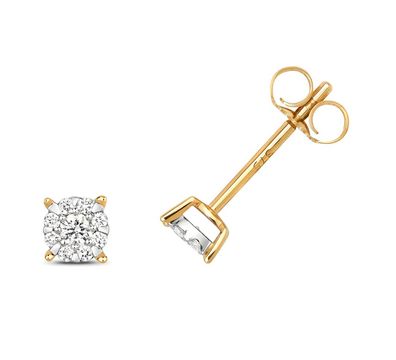 9 Karat (375) Gold Diamant Paar Ohrstecker Brillant-Schliff 0.16 Karat G - I1 I2