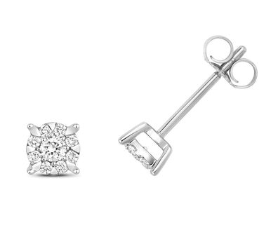 9 Karat (375) Weißgold Diamant Paar Ohrstecker Brillant-Schliff 0.26 Karat G - I1 I2