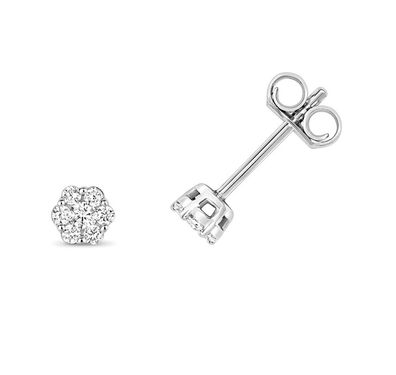 9 ct/Karat Weißgold Diamant Paar Ohrstecker Brillant-Schliff 0.15 Karat H - I1