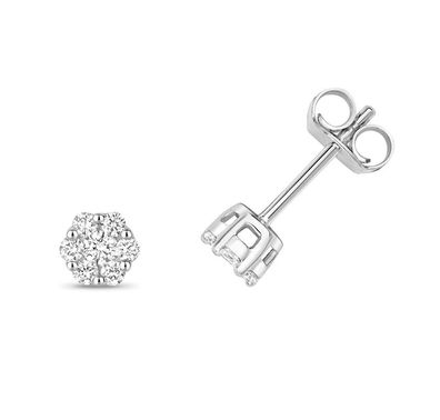 9 ct/Karat Weißgold Diamant Paar Ohrstecker Brillant-Schliff 0.25 Karat H - I1