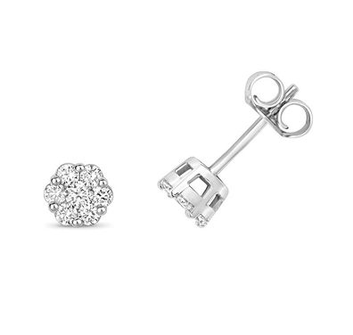 9 ct/Karat Weißgold Diamant Paar Ohrstecker Brillant-Schliff 0.35 Karat H - I1