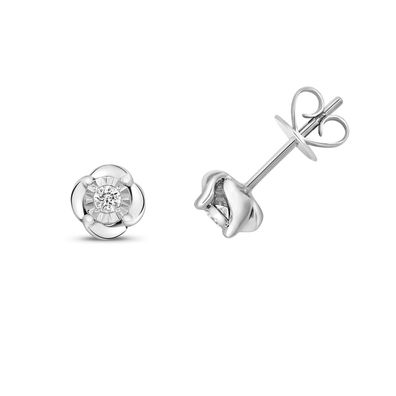 9 ct/Karat Weißgold Diamant Paar Ohrstecker Brillant-Schliff 0.10 Karat GH - I1