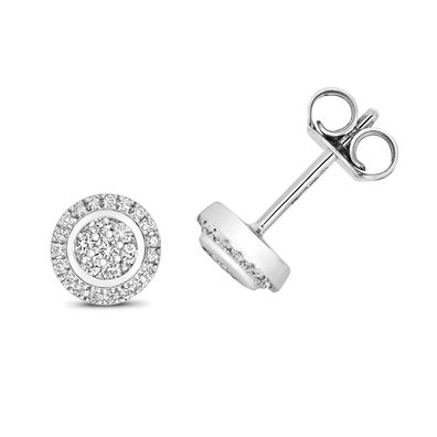 9 ct/Karat Weißgold Diamant Paar Ohrstecker Brillant-Schliff 0.26 Karat H - I1