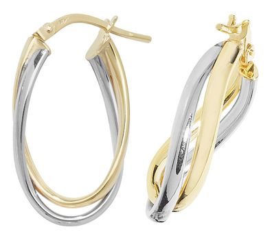 9 Karat (375) Gold Damen - Creolen / Ohrringe - 25mm*14mm