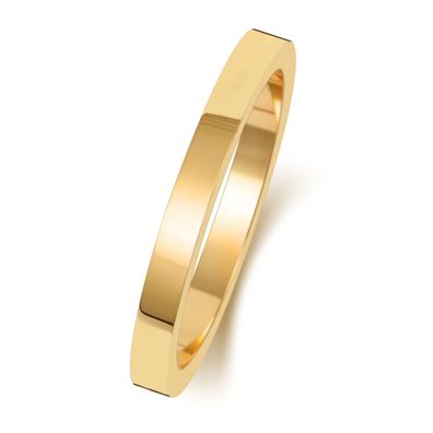 18 Karat (750) Gold 2mm Flach Form Herren/Damen - Trauring/Ehering/Hochzeitsring