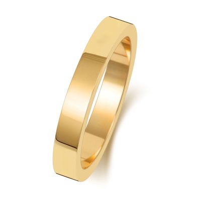 9 Karat (375) Gold 3mm Flach Form Herren/Damen - Trauring/Ehering/Hochzeitsring