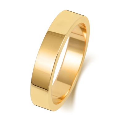 18 Karat (750) Gold 4mm Flach Form Herren/Damen - Trauring/Ehering/Hochzeitsring