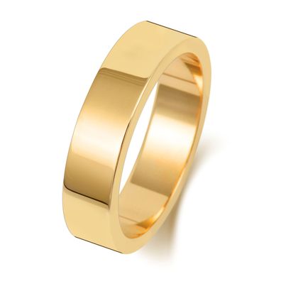 9 Karat (375) Gold 5mm Flach Form Herren/Damen - Trauring/Ehering/Hochzeitsring