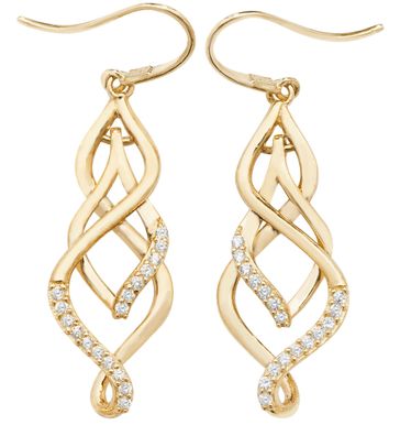 Elegante 9 ct/Karat Gelb Gold Damen - Paar Ohrringe mit Zirkonia