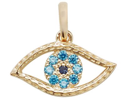 Stylischer 9 ct/Karat Gelb Gold Damen - Anhänger mit Zirkonia