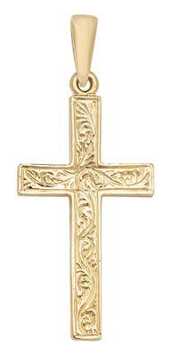 Stylischer 9 ct/Karat Gelb Gold Kreuz Damen - Anhänger