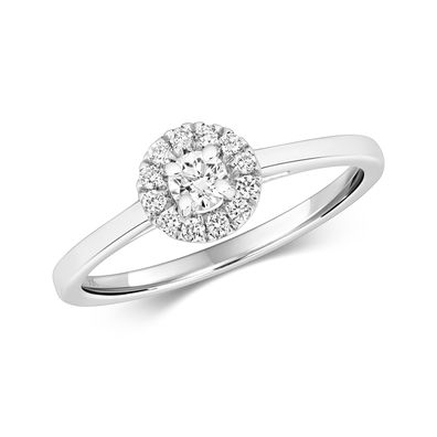 9 ct/Karat Weißgold Damen - Diamant Solitärring Brillant-Schliff 0.25 Karat H - I1