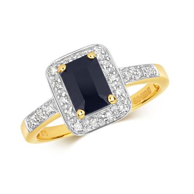 9 ct/Karat Gelb Gold Damen - Diamant Solitärring Brillant-Schliff 0.10 Karat H - PK