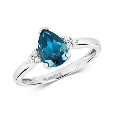 Edler 9 ct/Karat Weißgold Damen - Diamant Solitärring Brillant-Schliff 0.06 Karat