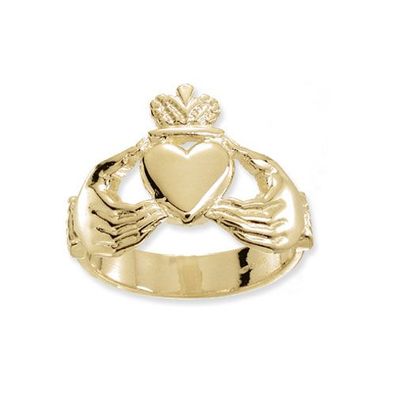 Klassischer 9 ct/Karat Gelb Gold Herren - Claddagh Ring