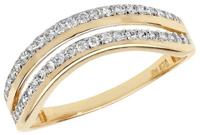 Moderner 9 ct/Karat Gelb Gold Halb Eternity Damen - Ring mit Zirkonia