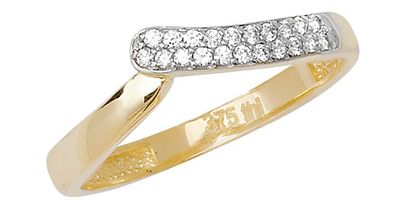 9 ct/Karat Gelb Gold Damen - Ring mit Zirkonia