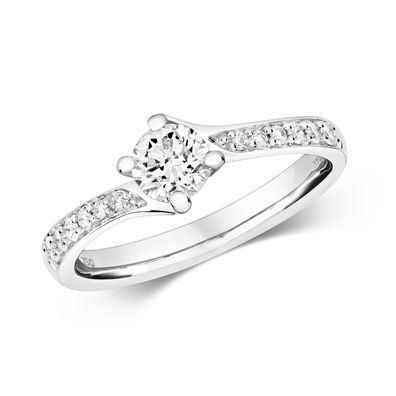 Wunderschöner 9 ct/Karat Weißgold Diamant Ring Brillant-Schliff 0.64 Karat GH - SI2