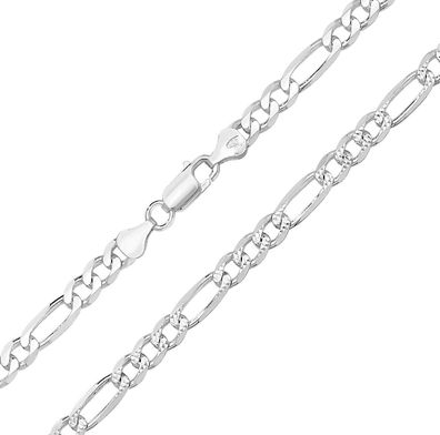 925 Sterling Silber 6mm Damen - Figaro Kette - 45.7, 50.8, 55.9, 61, 66, 76.2cm