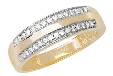 9 ct/Karat Gelb Gold Damen - Ring mit Zirkonia