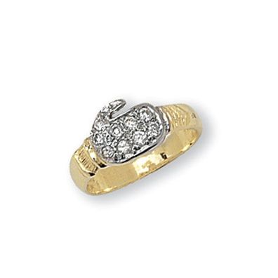 Funkiger 9 ct/Karat Gelb Gold Damen - Motivring mit Zirkonia (synth.)