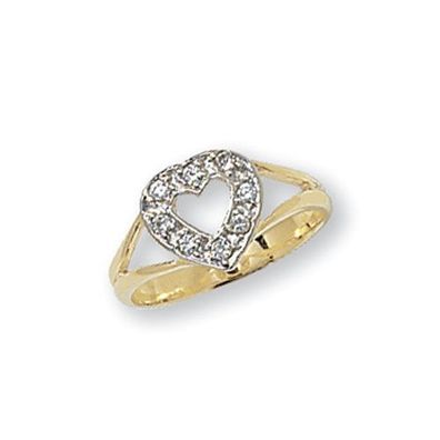 Süßer 9 ct/Karat Gelb Gold Herz Damen - Ring mit Zirkonia (synth.)