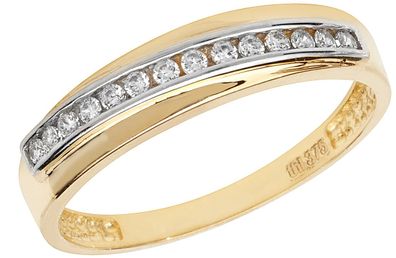 Raffinierter 9 ct/Karat Gelb Gold Damen - Ring mit Zirkonia