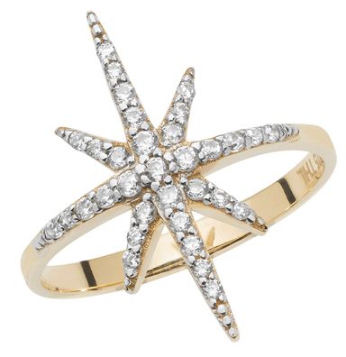 Exklusiver 9 ct/Karat Gelb Gold Fancy Damen - Ring mit Zirkonia (synth.)