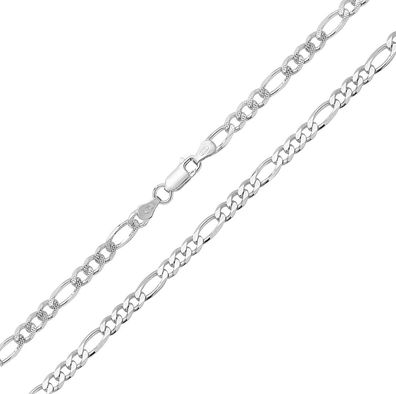 925 Sterling Silber 5mm Damen - Figaro Kette - 45.7, 50.8, 55.9, 61, 66, 76.2cm