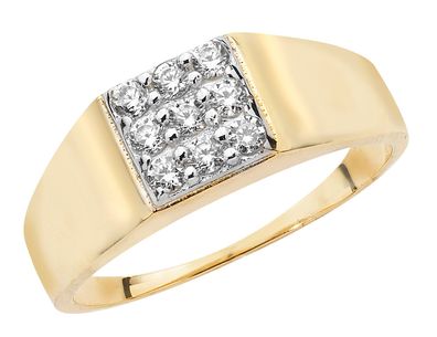 Moderner 9 ct/Karat Gelb Gold Damen - Ring mit Zirkonia (synth.)