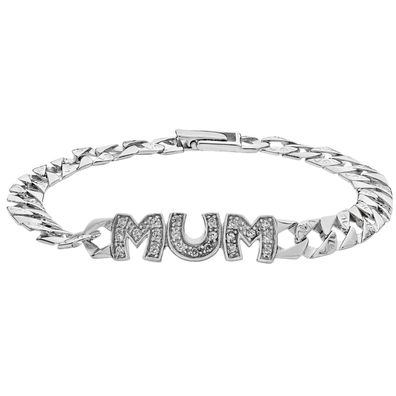Celebrity 925 Sterling Silber Damen - Mum Armband mit Zirkonia - 0.1cm, 10 Gramm
