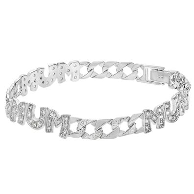 Wunderschönes 925 Sterling Silber Damen - Mum Armband mit Zirkonia - 0.1cm, 12 Gramm
