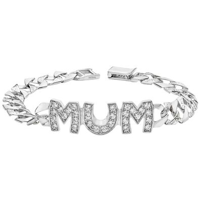 Edles 925 Sterling Silber Damen - Mum Armband mit Zirkonia - 0.1cm, 15 Gramm