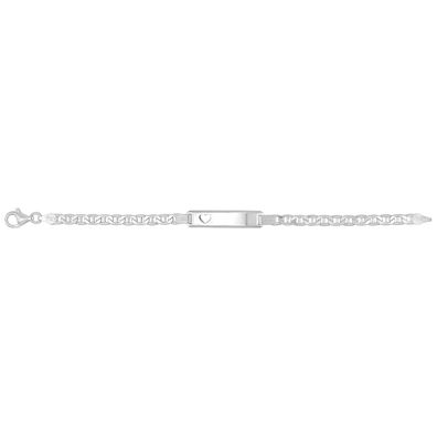 Schönes 925 Sterling Silber Herz Mädchen - Identifikationsarmband - 15.4cm, 4 Gramm