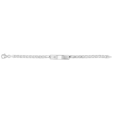 925 Sterling Silber Mädchen - Identifikationsarmband mit Zirkonia - 15.7cm, 6 Gramm