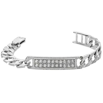 925 Sterling Silber Baby - Identifikationsarmband mit Zirkonia - 14.5cm, 12 Gramm