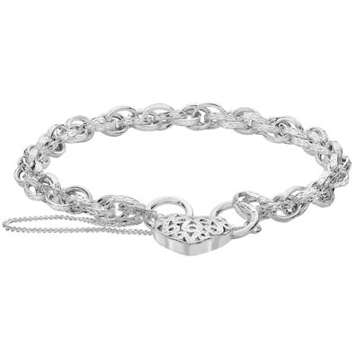 925 Sterling Silber Herz Damen - Bettelarmband - 0.1cm, 6 Gramm