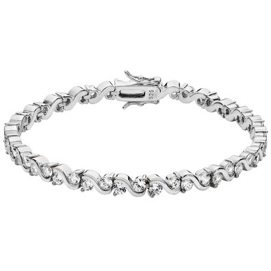 Atemberaubendes 925 Sterling Silber Tennis Armband mit Zirkonia - 0.1cm, 14 Gramm