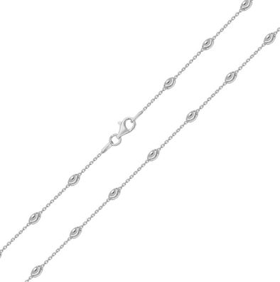 925 Sterling Silber 3mm Damen - Perlen Kette - 40.6, 45.7, 50.8, 55.9, 61cm