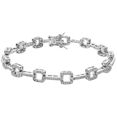 Modernes 925 Sterling Silber Damen - Armband mit Zirkonia - 0.1cm, 10 Gramm
