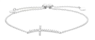 Modernes 925 Sterling Silber Kreuz Damen - Strangarmbander mit Zirkonia - 0.1cm