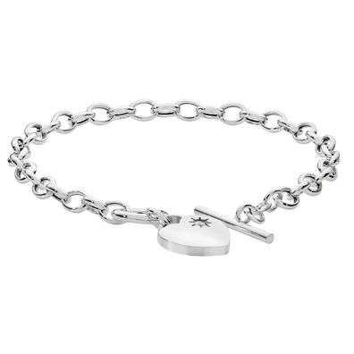 Modisches 925 Sterling Silber Herz Damen - Armband mit Zirkonia - 19.1cm, 7 Gramm