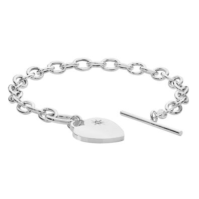 Modisches 925 Sterling Silber Herz Damen - Armband mit Zirkonia - 19.1cm, 14 Gramm