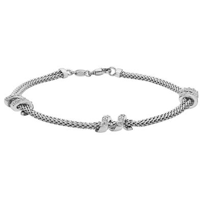 Elegantes 925 Sterling Silber Damen - Armband mit Zirkonia - 19.1cm, 6 Gramm