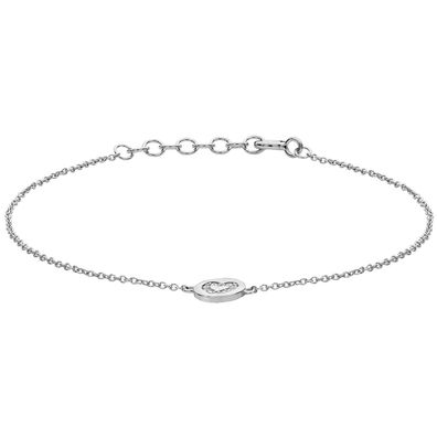 Schönes 925 Sterling Silber Herz Damen - Armband mit Zirkonia - 19.1cm